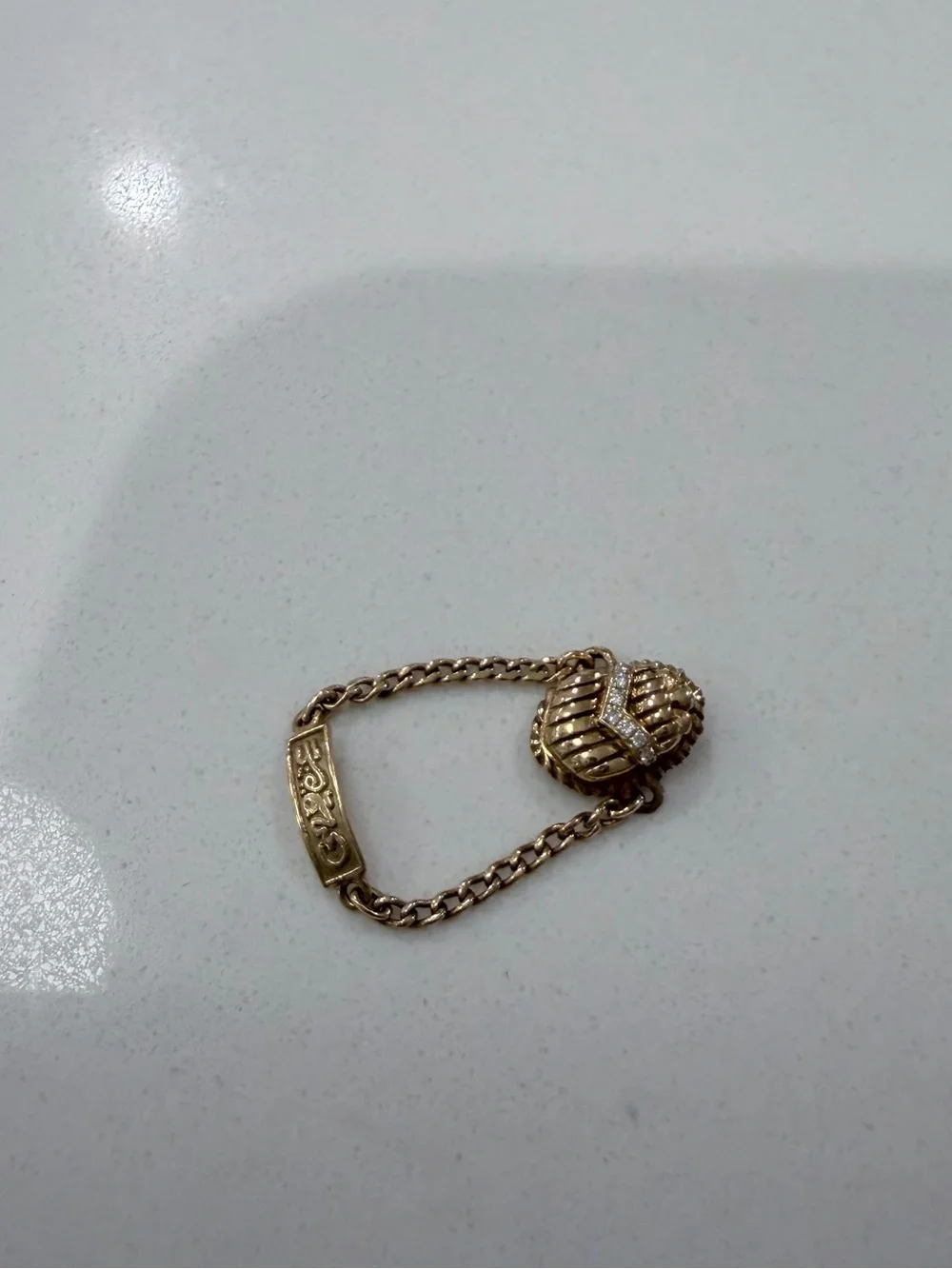 New Azza Fahmy Gold & Diamonds Scarab Ring, size 6